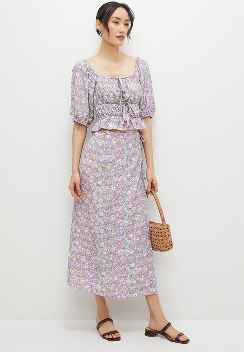 MILLA - Co-ord tie front top - lilac floral