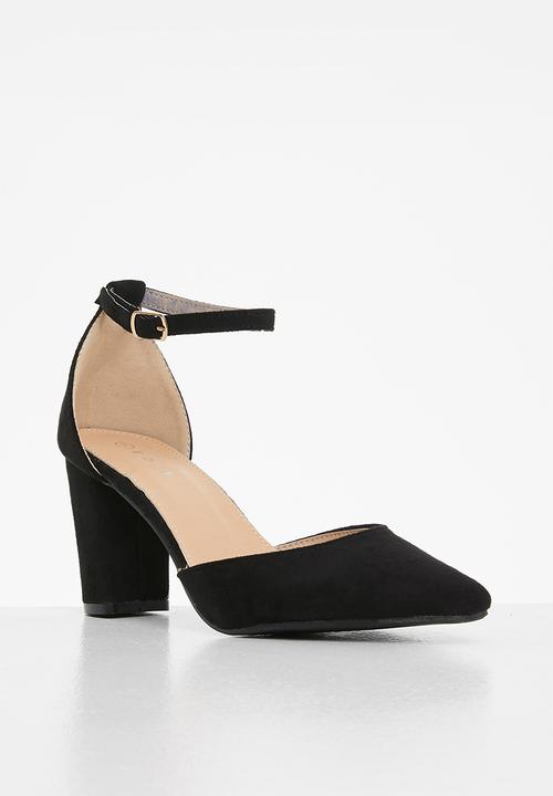 edit - Ankle strap block heel - black