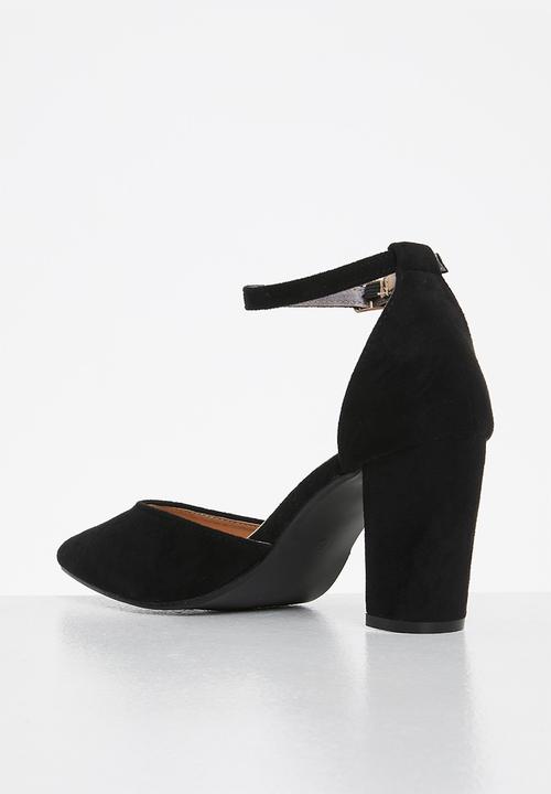 edit - Ankle strap block heel - black