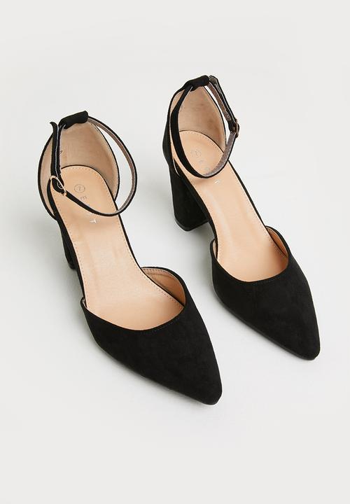 edit - Ankle strap block heel - black