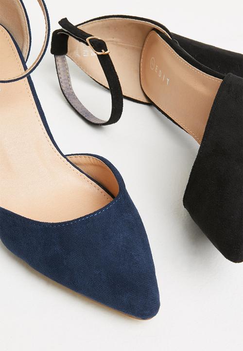 edit - Ankle strap block heel - navy