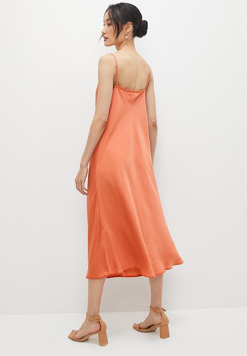 MILLA - Satin cowl slip dress - copper coin