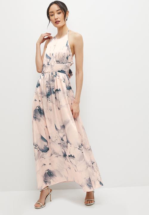 MILLA - Tie back halter dress - watercolour