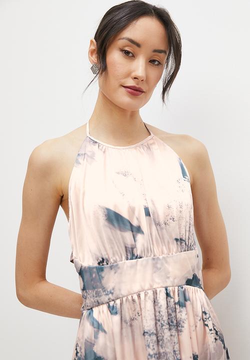 MILLA - Tie back halter dress - watercolour