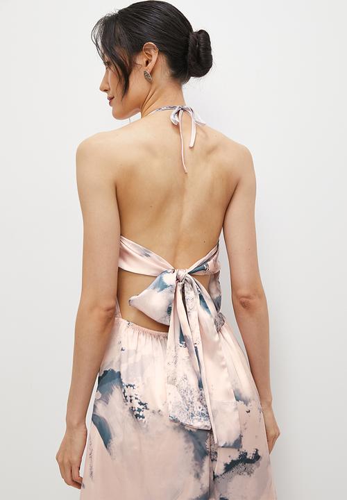 MILLA - Tie back halter dress - watercolour