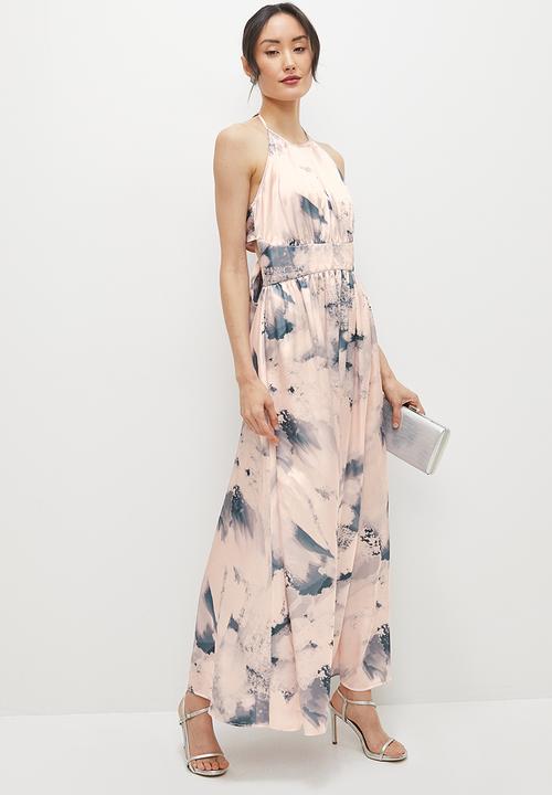 MILLA - Tie back halter dress - watercolour