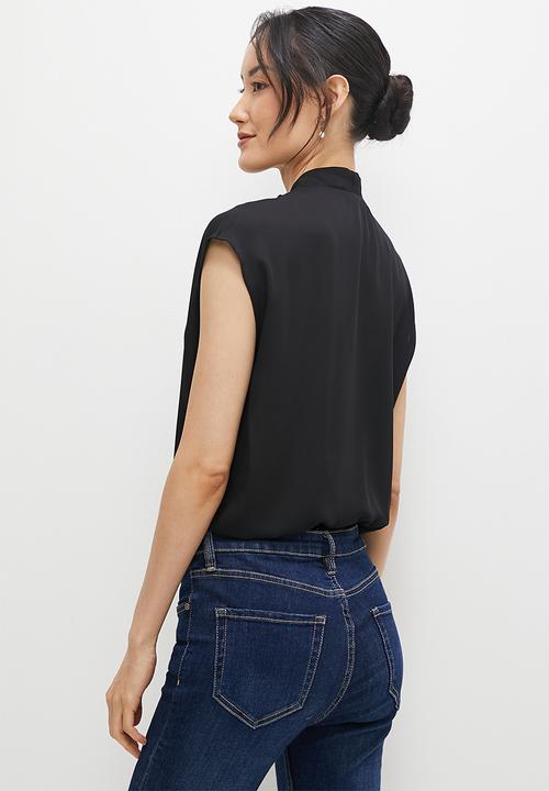 MILLA - Sleeveless wrap bodysuit - black