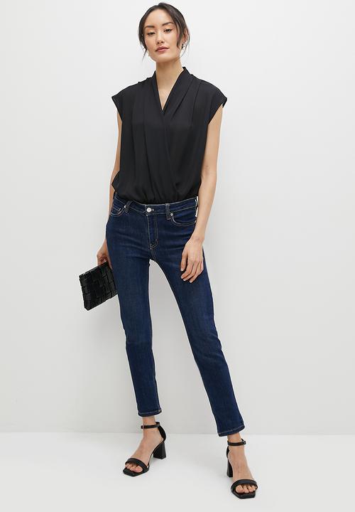 MILLA - Sleeveless wrap bodysuit - black