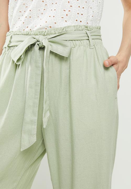 Jacqueline de Yong - Say linen belt pant - desert sage