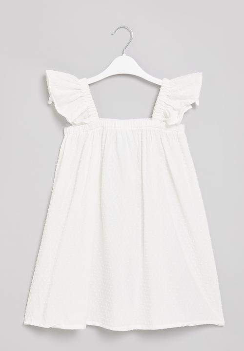 Pop Candy - Girls flutter sleeve dress - white
