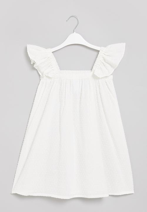 Pop Candy - Girls flutter sleeve dress - white