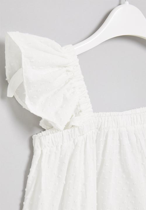 Pop Candy - Girls flutter sleeve dress - white