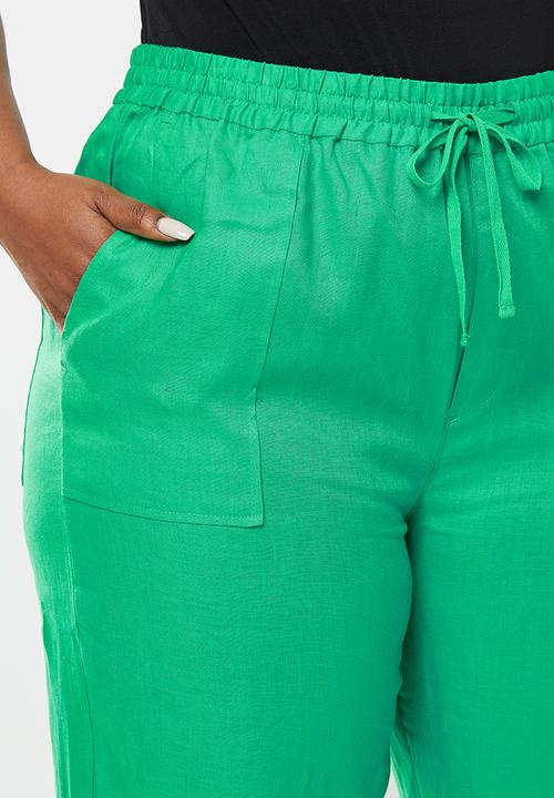 Me&B - Plus wide leg drawstring pants - emerald