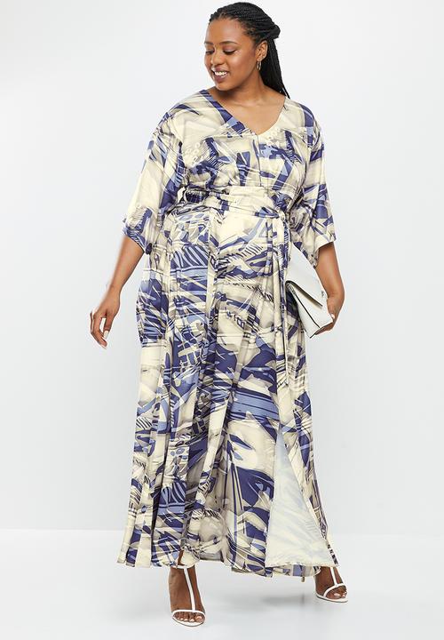 AMANDA LAIRD CHERRY - Plus walmer dress - navy & taupe floral