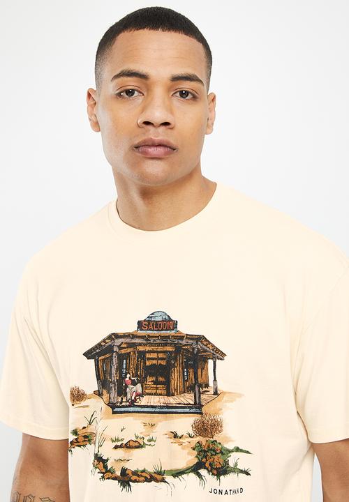 Jonathan D - Ryder boxfit T-shirt with front print - cream
