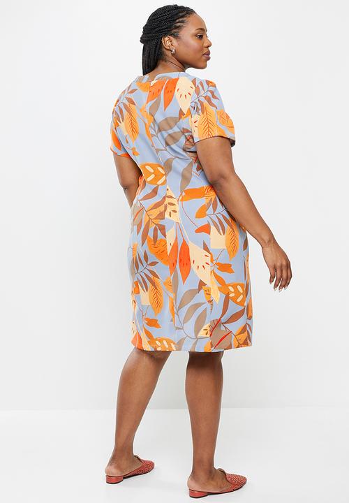 AMANDA LAIRD CHERRY - Plus anchor dress - grey, rust & sand floral