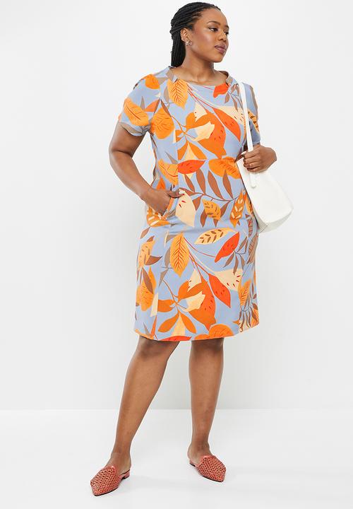 AMANDA LAIRD CHERRY - Plus anchor dress - grey, rust & sand floral