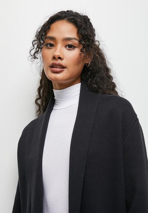 edit - Shawl collar cardi coat - black