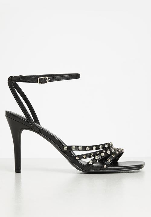 MILLA - Ezra studded ankle strap heel - black