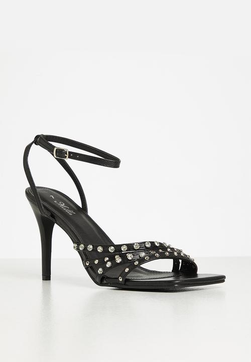 MILLA - Ezra studded ankle strap heel - black