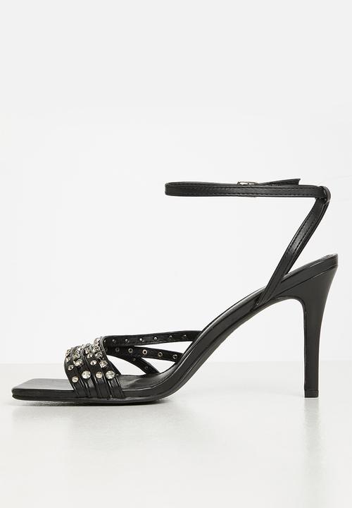 MILLA - Ezra studded ankle strap heel - black