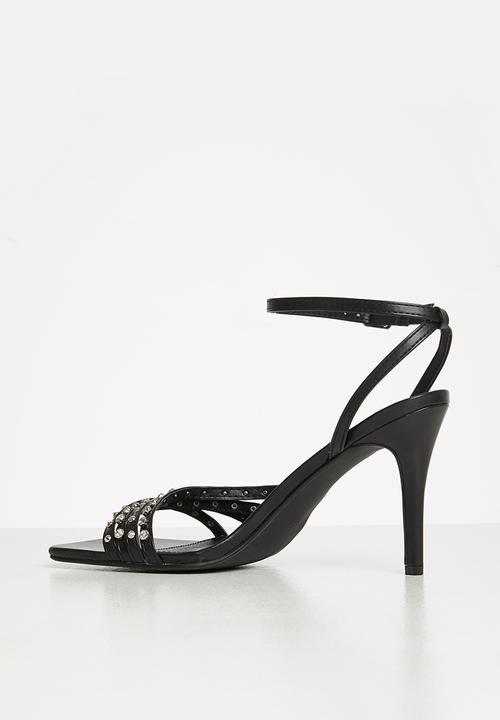 MILLA - Ezra studded ankle strap heel - black