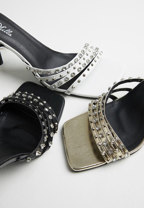 MILLA - Ezra studded ankle strap heel - black
