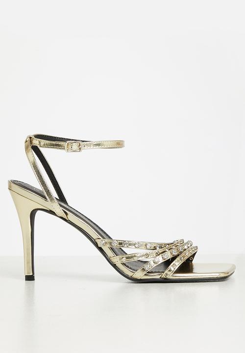 MILLA - Ezra studded ankle strap heel - gold