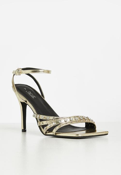 MILLA - Ezra studded ankle strap heel - gold