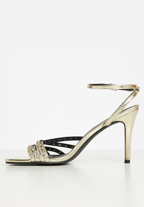 MILLA - Ezra studded ankle strap heel - gold