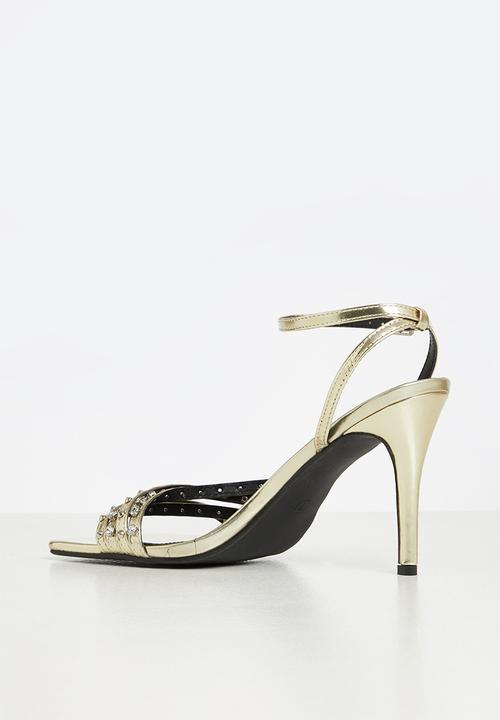 MILLA - Ezra studded ankle strap heel - gold