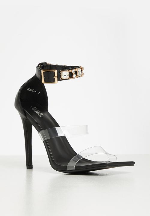 MILLA - Rhinestone trim stilleto heel - black