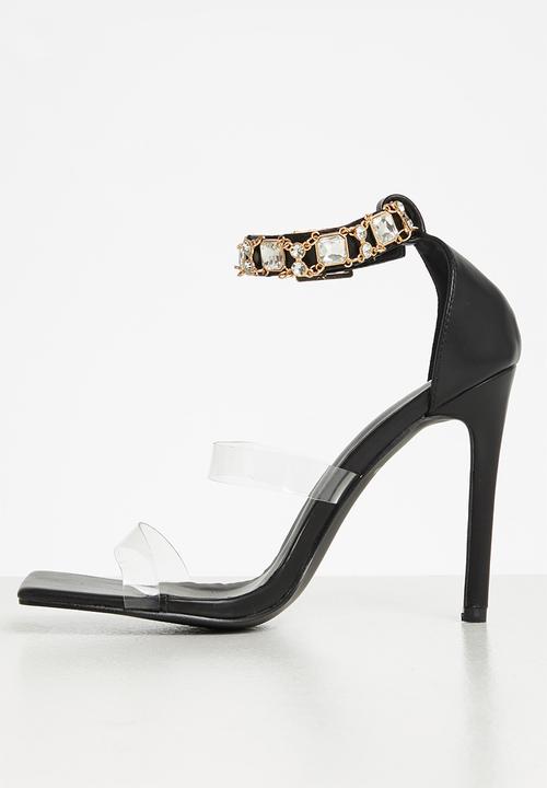 MILLA - Rhinestone trim stilleto heel - black