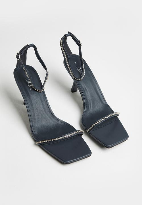 MILLA - Andrea embellished ankle strap heel - navy