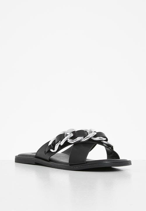 Footwork - Gemini chain cross strap sandal - black