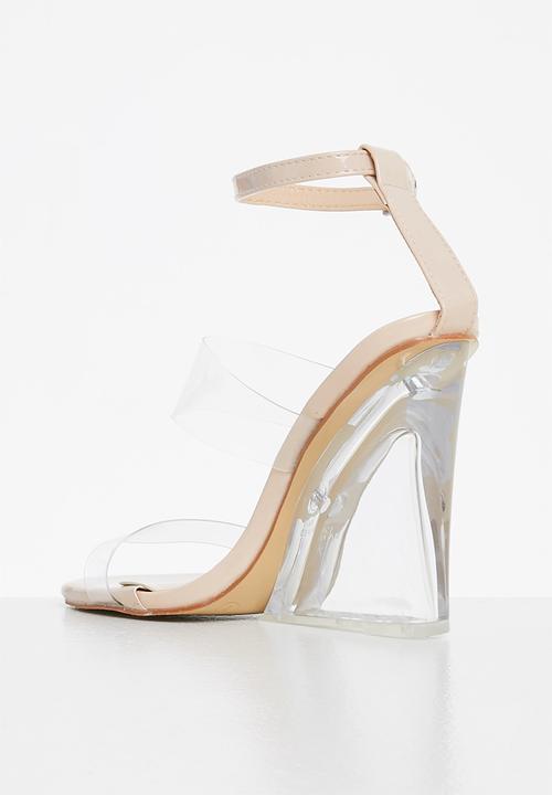 Footwork - Claret ankle cuff wedge heel - beige