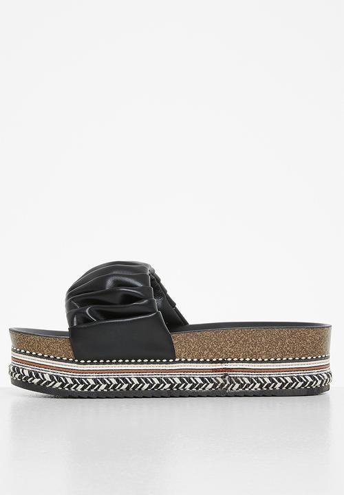 Footwork - Sho flatform espadrille slide - black