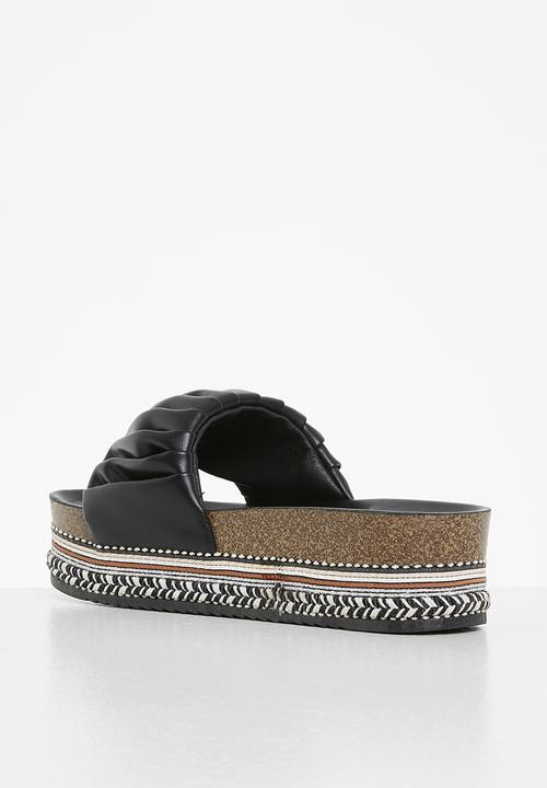 Footwork - Sho flatform espadrille slide - black
