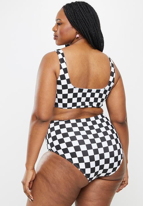 Me&B - Plus checker print bikini set - black and white