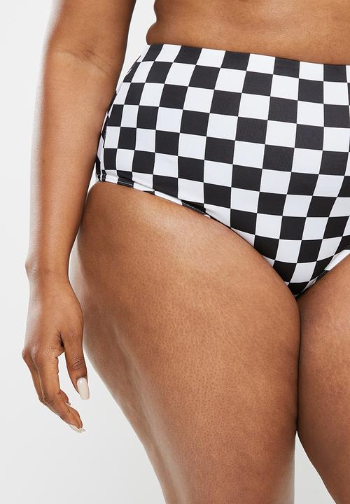 Me&B - Plus checker print bikini set - black and white