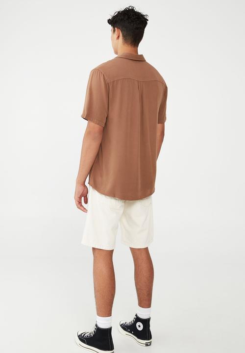 Cotton On - Cuban short sleeve shirt - coffee