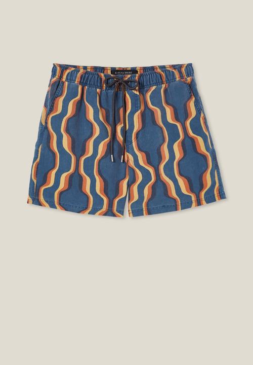 Cotton On - Kahuna short - navy 70's wallpaper