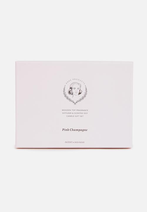 Anke Products - Pink champagne diffuser & candle gift set