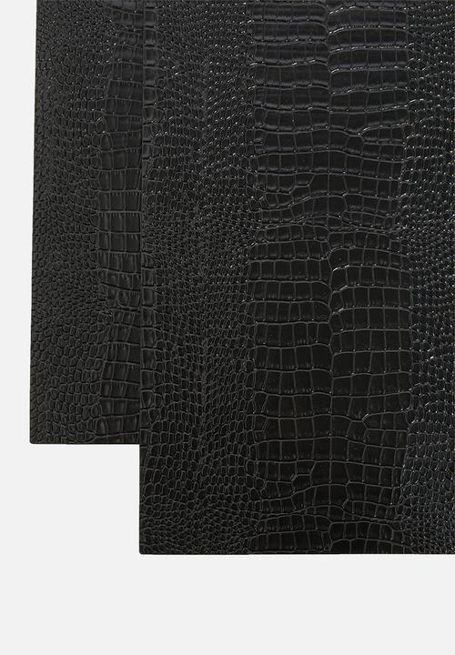 Excellent Houseware - Rectangle croc placemat set of 4-black