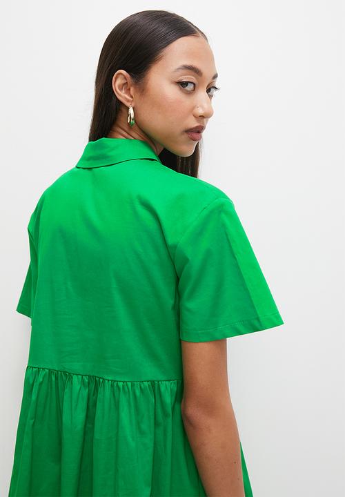 Superbalist - Collared mini babydoll dress - green