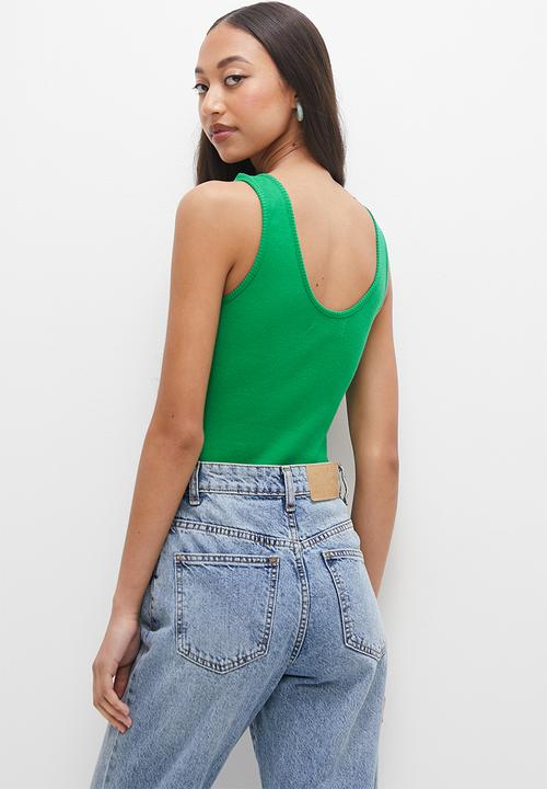 Superbalist - Single basic rib vest bodysuit - green