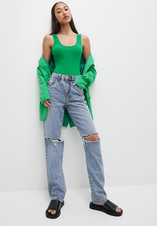 Superbalist - Single basic rib vest bodysuit - green
