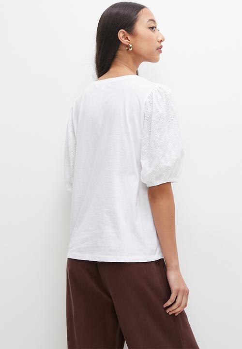Superbalist - Anglaise sleeve tee - white