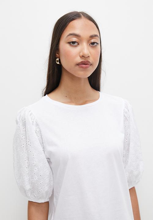 Superbalist - Anglaise sleeve tee - white