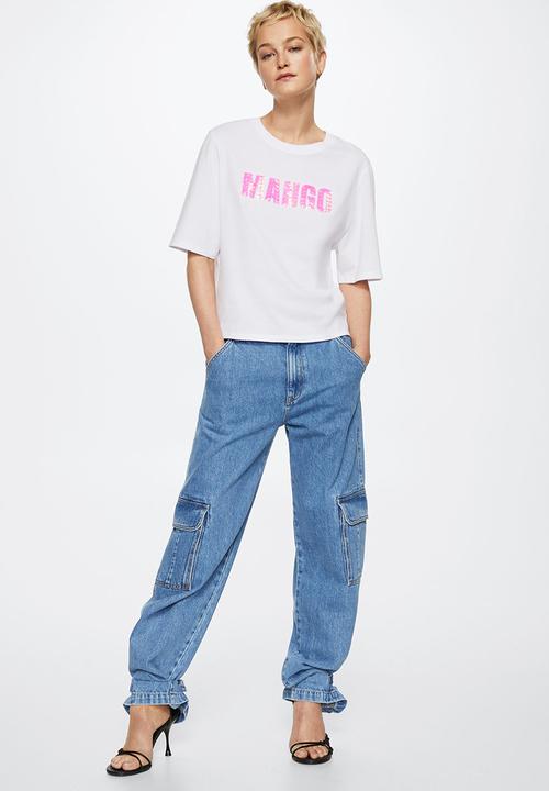 MANGO - T-shirt logoseq-h - white